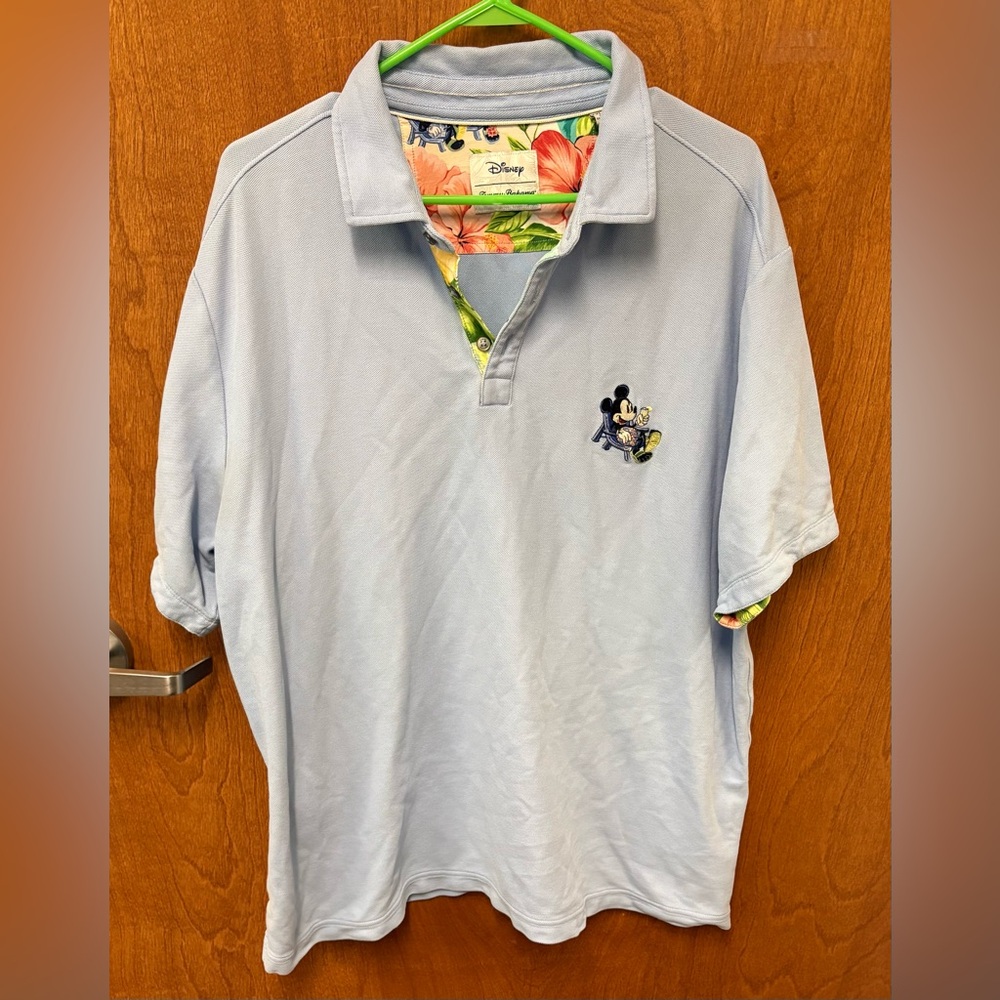 Mickey Tommy Bahama Light Blue Polo with Tropical Floral Trim
